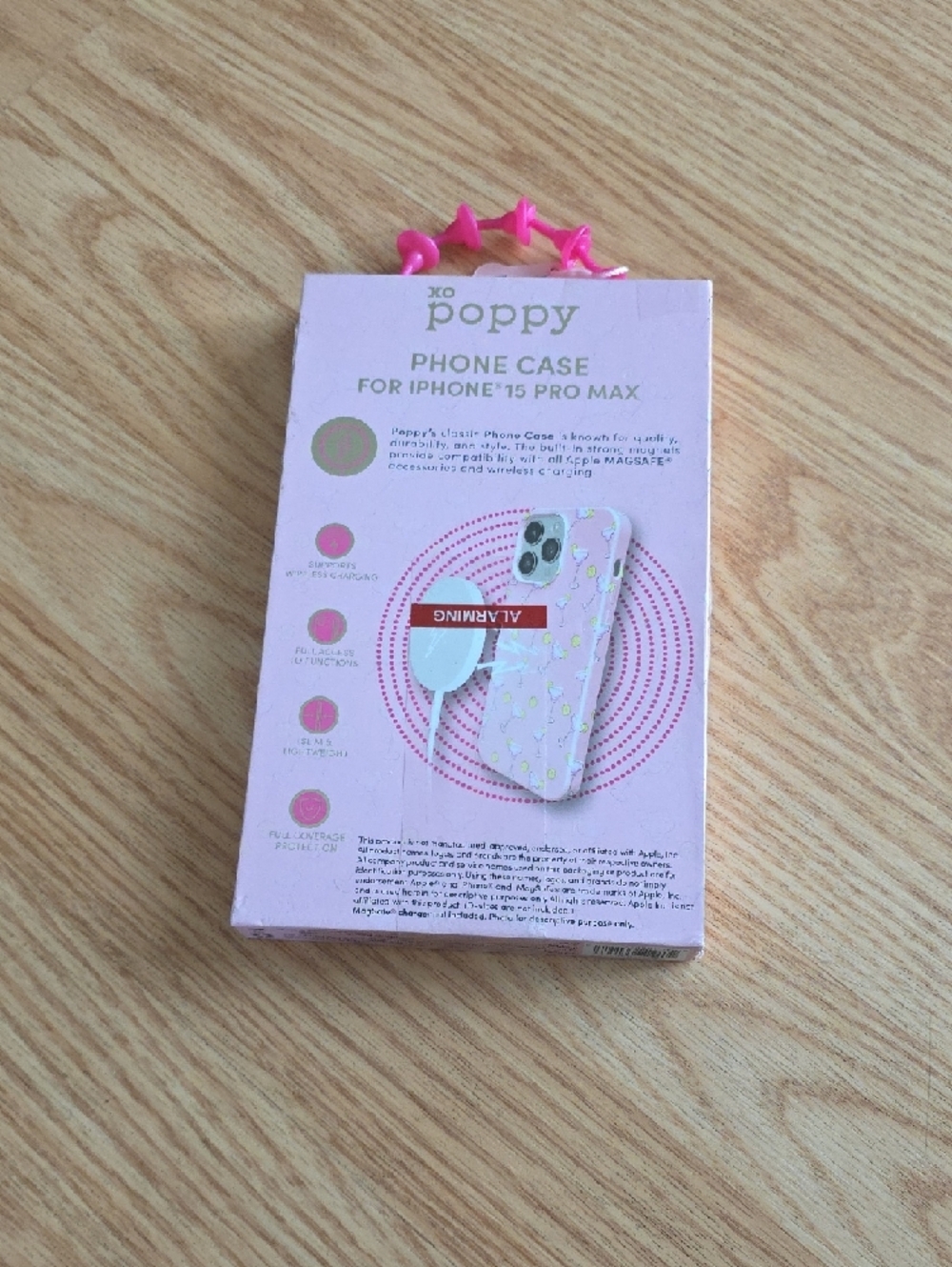 xo Poppy Pink Margarita Pattern MagSafe-Compatible Case for iPhone 15 Pro Max - Picture 3 of 4